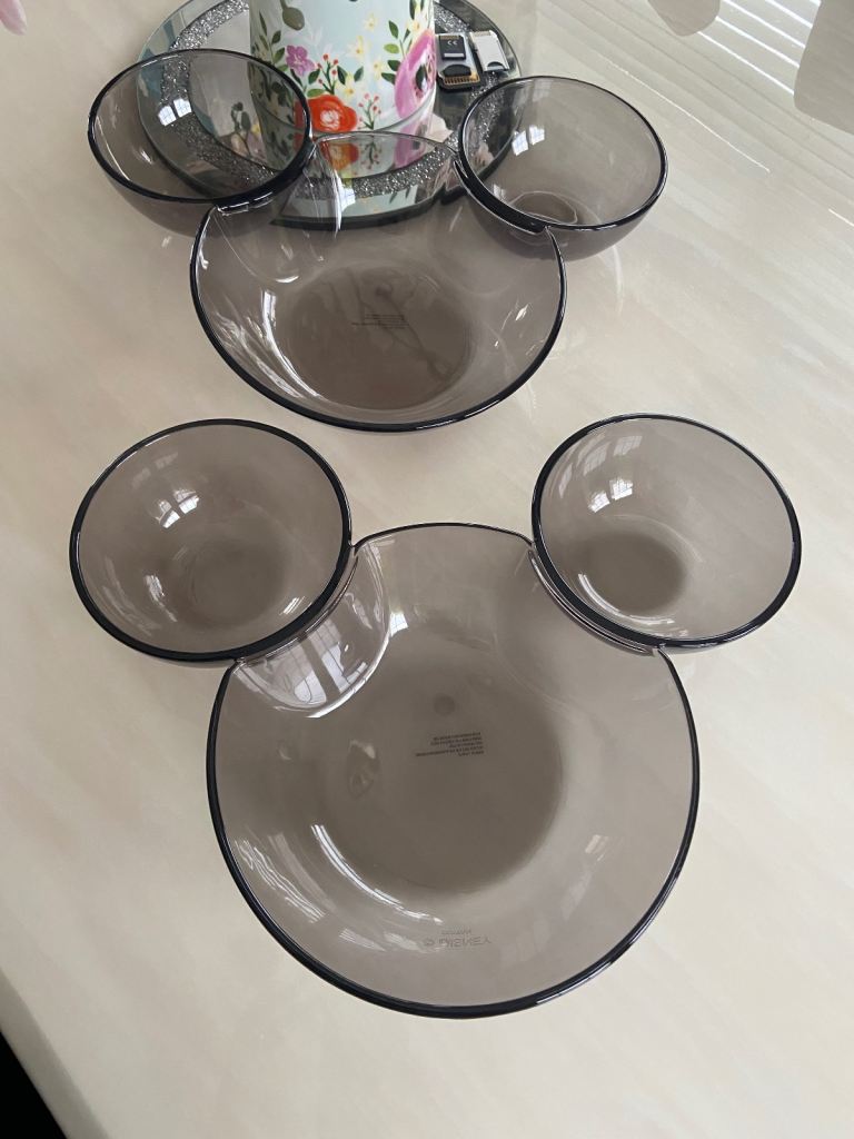 2 Large DISNEY Mickey Mouse Ear Shaped Chip ‘N Dip Bowls - Can Be Bought Individually 