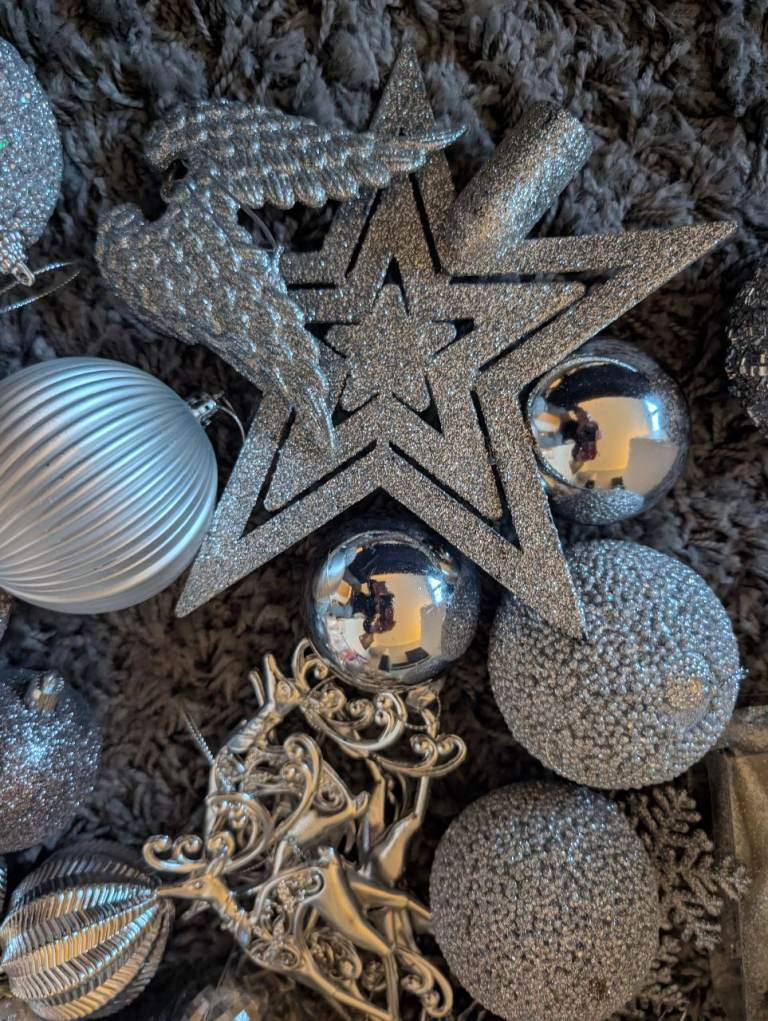 image for Silver Christmas Tree Assorted Decorations