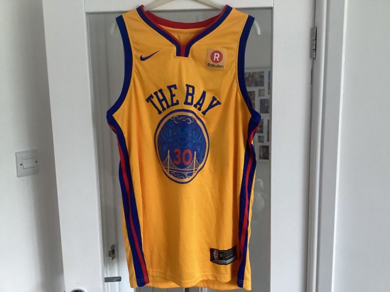 Nike Golden State Warriors Stephen Curry #30 The Bay Yellow Jersey Size XL
