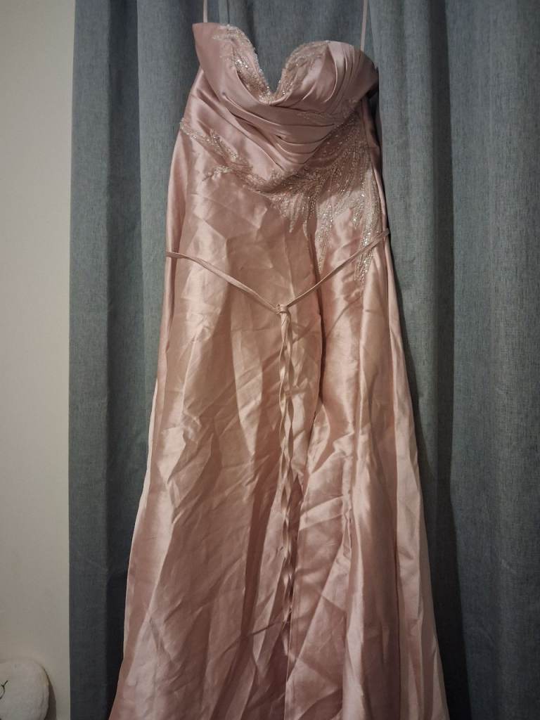 Pink Occasion Dress – Long, Strapless, Good Condition