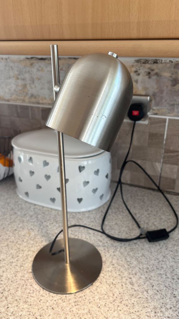 Silver Metal Desk Lamp - Good Condition