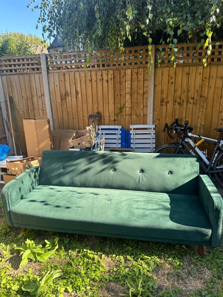 Green velvet sofa bed 