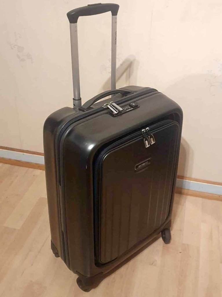 Samsonite hardcase cabin size suitcase with front opening compartment