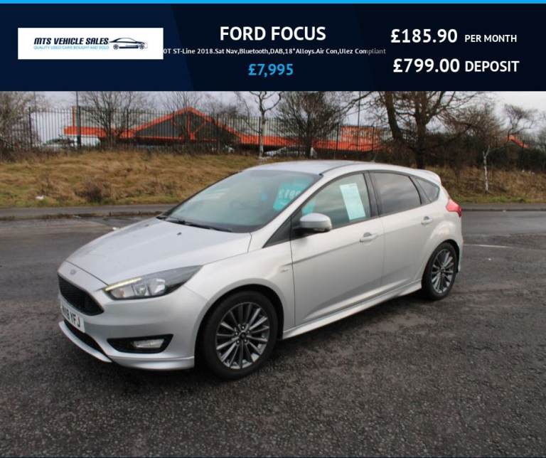 FORD FOCUS 1.0T ST-Line 2018.Sat Nav,Bluetooth,DAB,18*Alloys.Park Sensors,A/Con,65mpg,Ulez Compliant