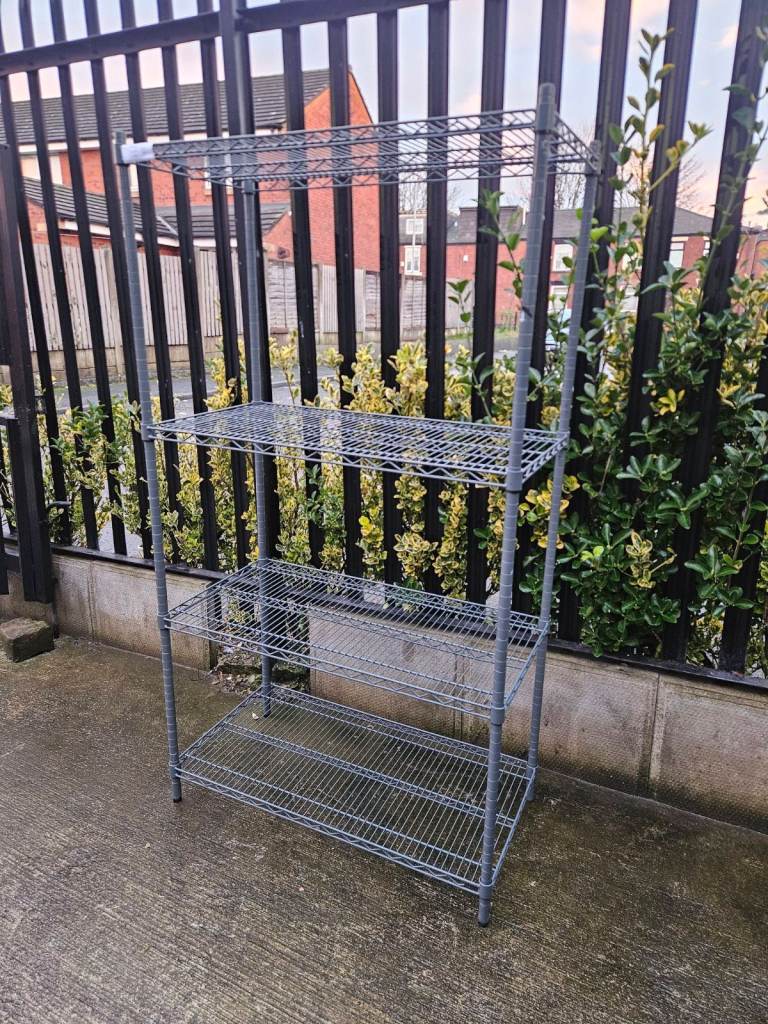 Commercial  Grey 4 Tier Wire Nylon Coated Adjustable Shelving (1000mm x 500mm) 