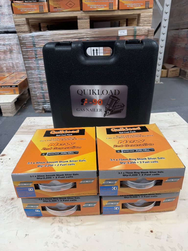 QUIKLOAD SF90 1ST FIX GAS NAILER PASLODE TYPE WITH 4 BOXES OF NAILS ANY SIZE