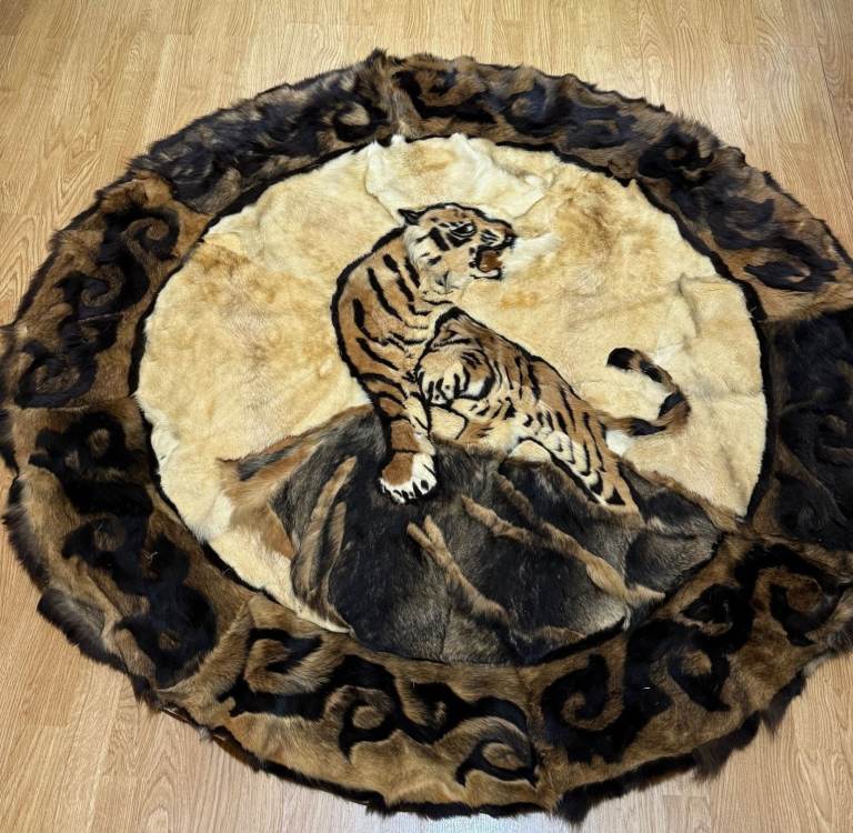 Pre 1950 Taxidermy Floor / Wall hanging Indian Tiger Art with Whiskers Antique Vintage Rare BARGAIN
