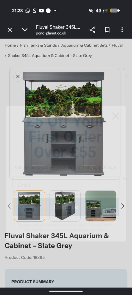 Fluval Shaker 345l Aquarium & Cabinet Set - Slate Grey