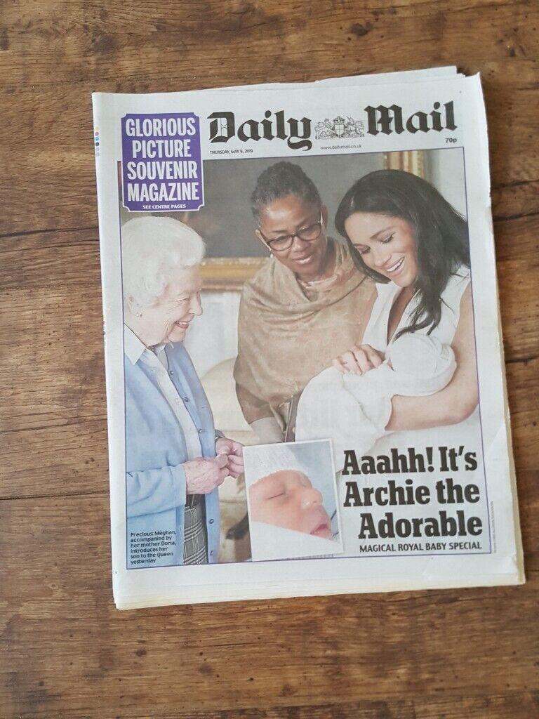 Megan Markle & Prince Harry & Archie Daily Mail Souvenir Paper