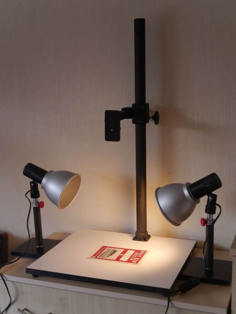 Copy stand and lights for photography