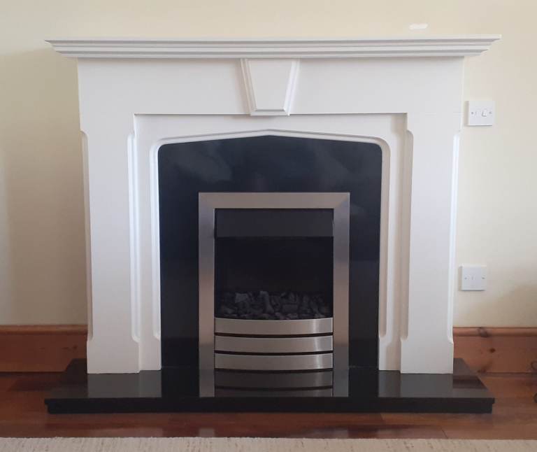 White Fire Surround with Black Marble Hearth