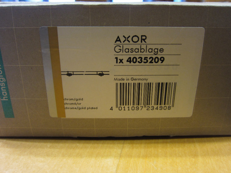 HANSGROHE AX ARCO CHROME/GOLD GLASS SHELF 70CM WITH RAIL 40352090 NEW