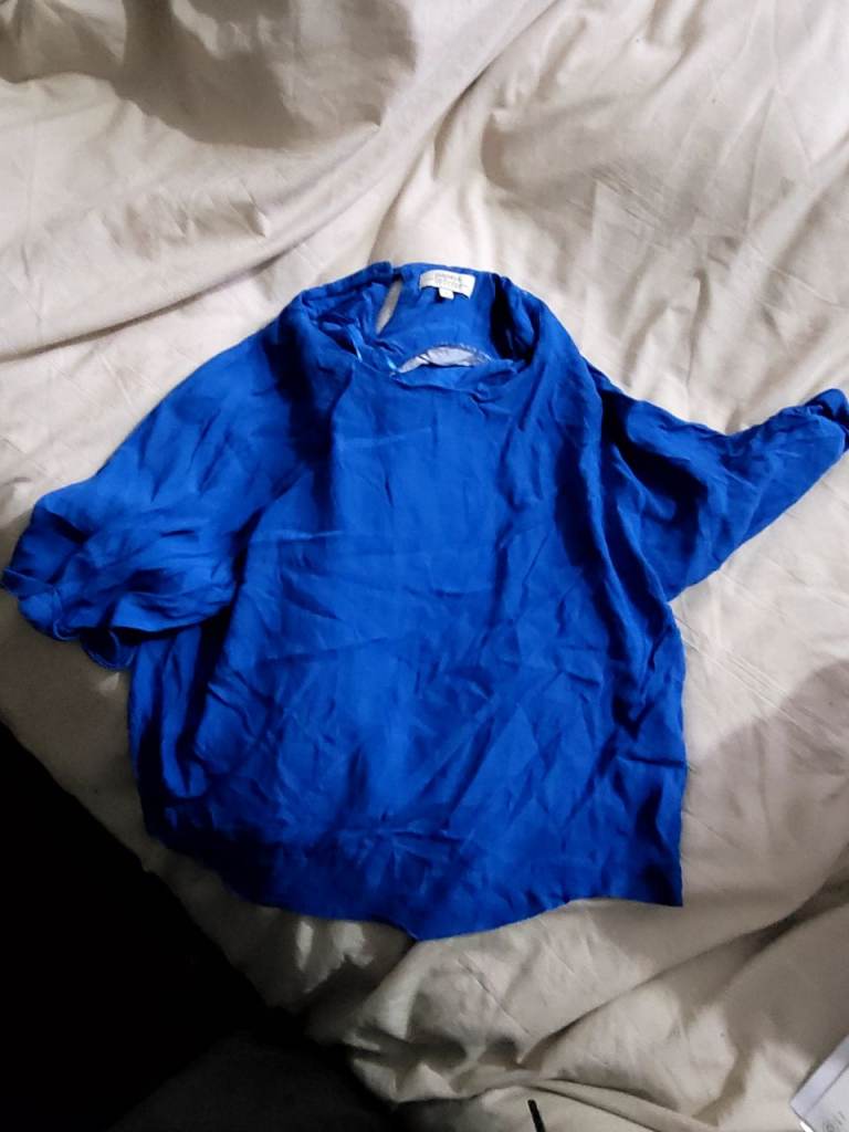 Papaya Weekend Royal Blue Textured Blouse Top - Women's Size 8 - Preloved