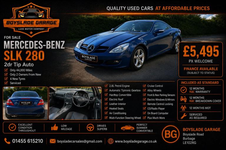 2007 Mercedes-Benz SLK SLK 280 2dr Tip Auto CONVERTIBLE Petrol Automatic