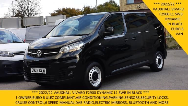 2022 Vauxhall Vivaro F2900 DYNAMIC L1 SWB IN BLACK WITH AIR CONDITIONING,PARKING SENSORS,CRUISE  ...