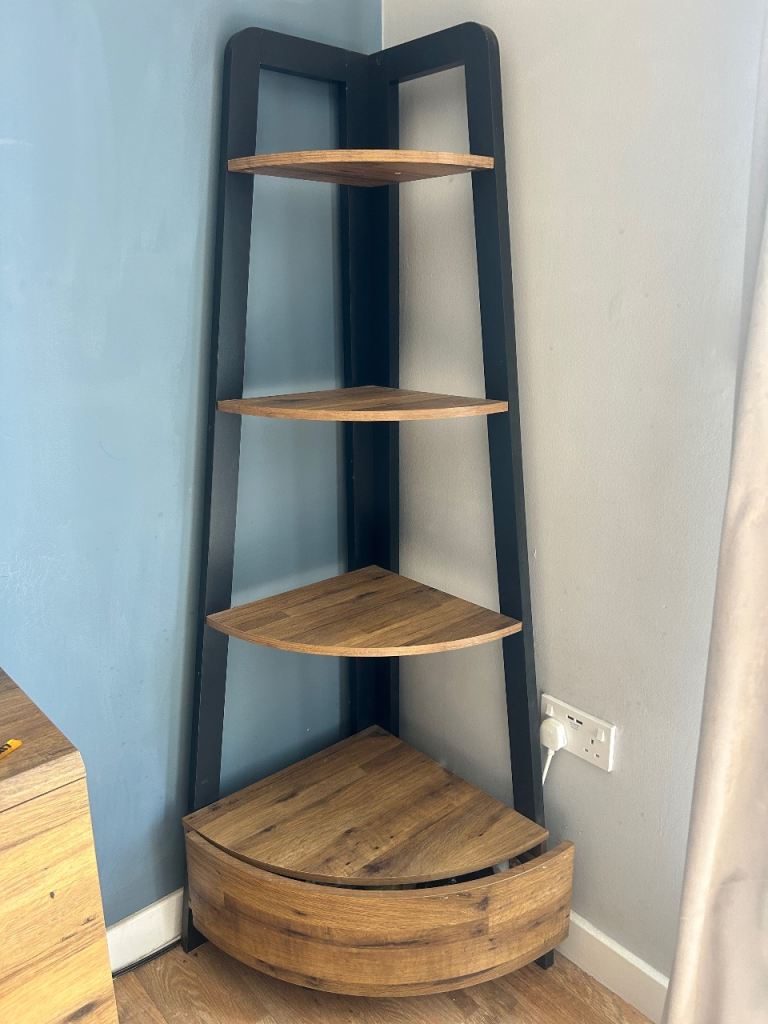 Next dark oak effect bronx collection corner shelf unit 