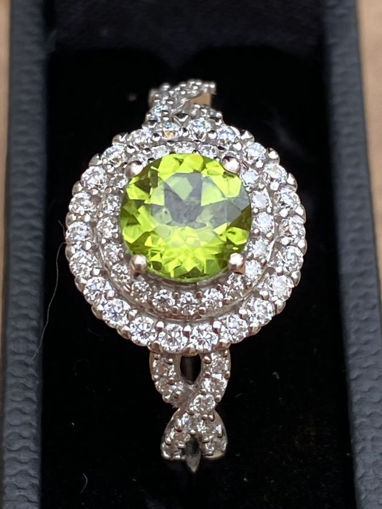 New Peridot and Moissanite ring.