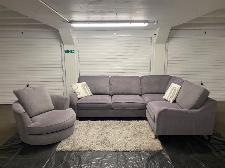 🛋️ Large Grey DFS Corner Sofa with Swivel Cuddle Chair | Delivery Available