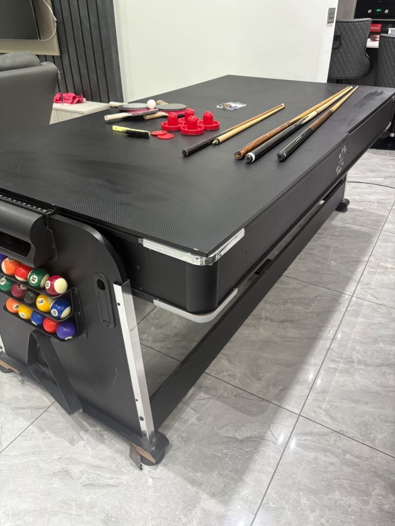 7ft 4-in-1 Multi Games Table. Multi-Game Pool Snooker Table – Pool, Air Hockey, Table Tennis