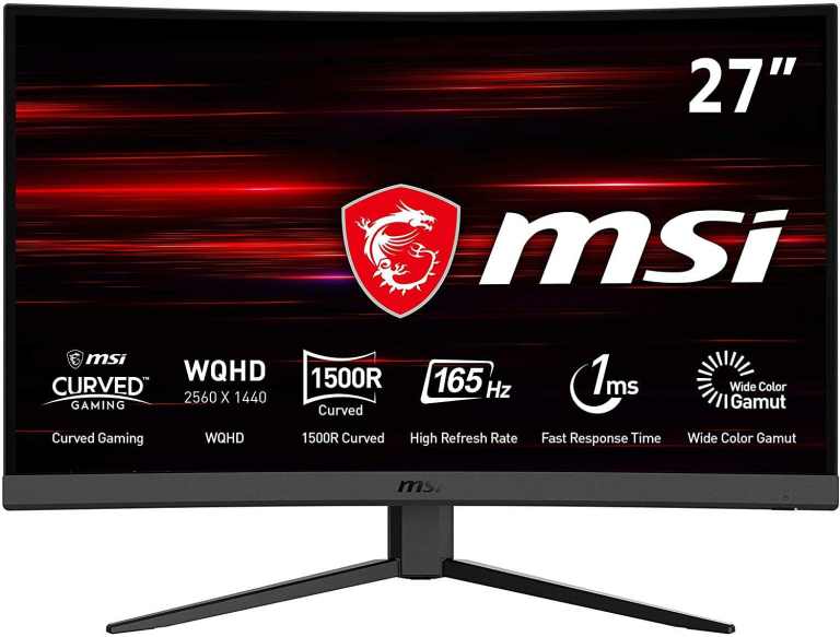 curved 27 inch MSI gamin monitor 2560 × 1440 (WQHD) 165hz 1ms for pc desktop computer console 
