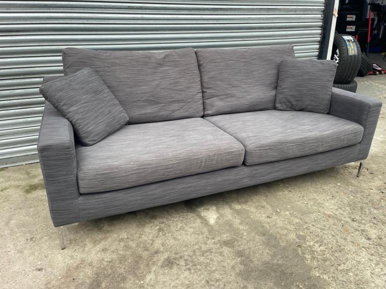 FREE DELIVERY DWELL GREY FABRIC 2 SEATER SOFA GOOD CONDITION