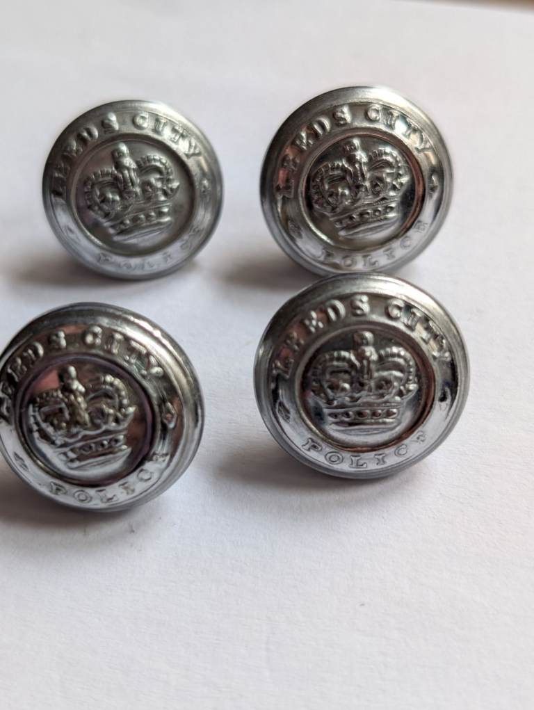 4 x Vintage Leeds City Police Obsolete Uniform Button Original Yorkshire 