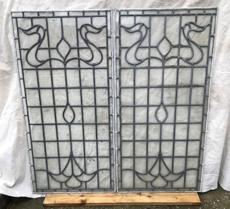 2x large leaded light window panels , not in frames