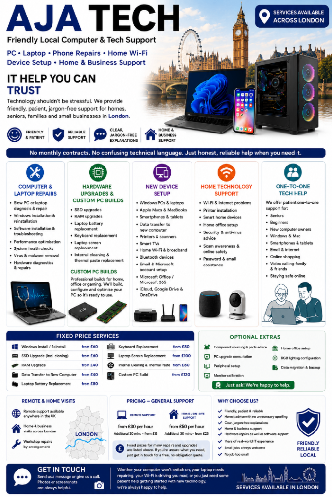 PC & Laptop Repair | Computer Help | Wi-Fi | Printer Setup | Home IT Support | London