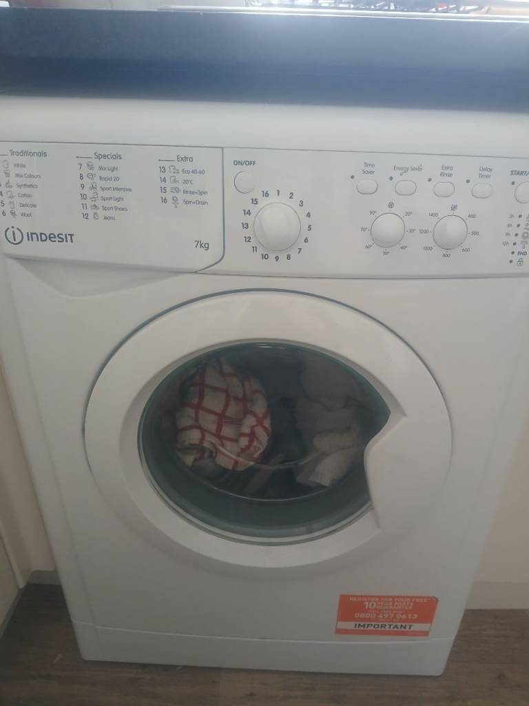 Indesit 7kg Washing Machine - Good Condition, White