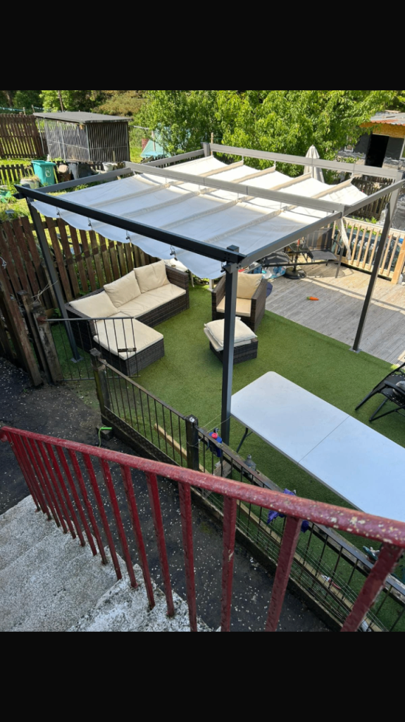 Brand new  metal pergola with retractable room