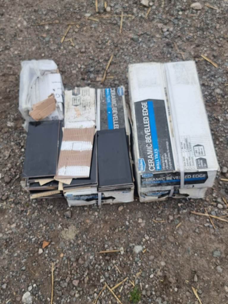 Unopened boxes of tiles.