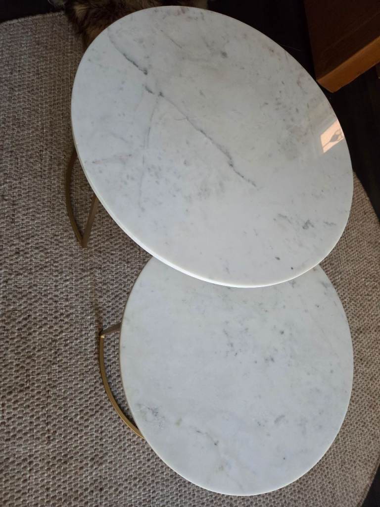 Round nesting marble coffee tables Kaley by Sklum