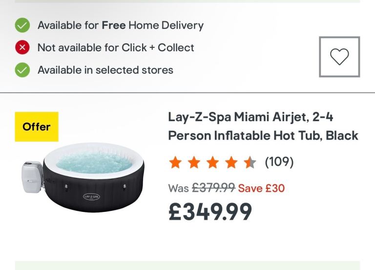 Lay-Z-Spa Miami Airjet 2-4 Person Inflatable Hot Tub – New