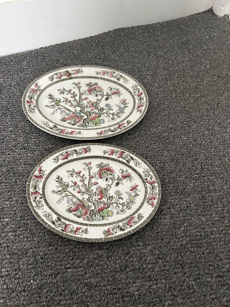 Set of 2 Vintage Indian tree serving plates  Ceramic Plates - Good Condition