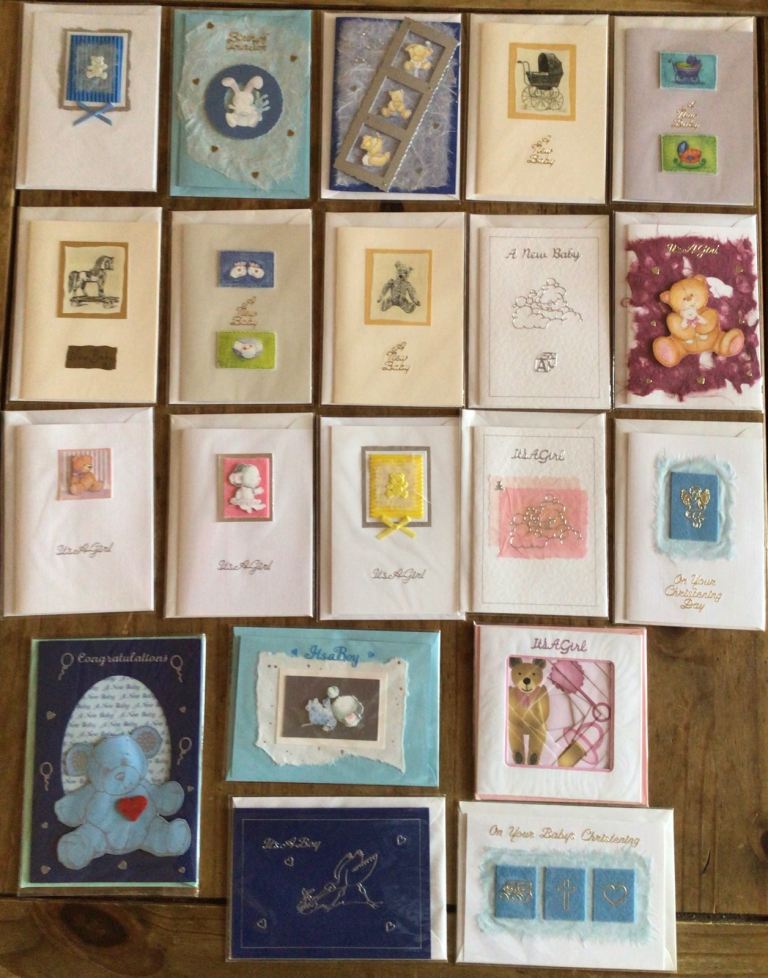 20 Handmade Greeting Cards New Baby & Christening Cards with Envelopes