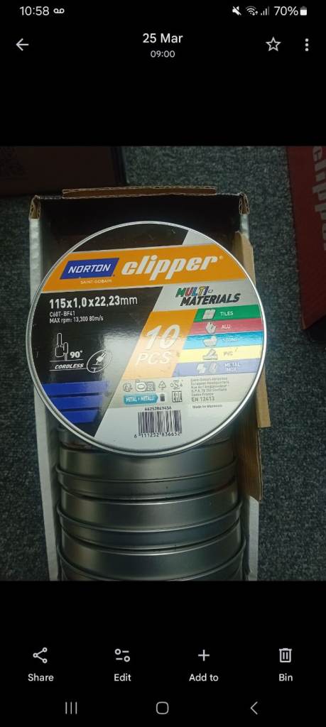 Norton Clipper Multi Materials diamond cutting disc.