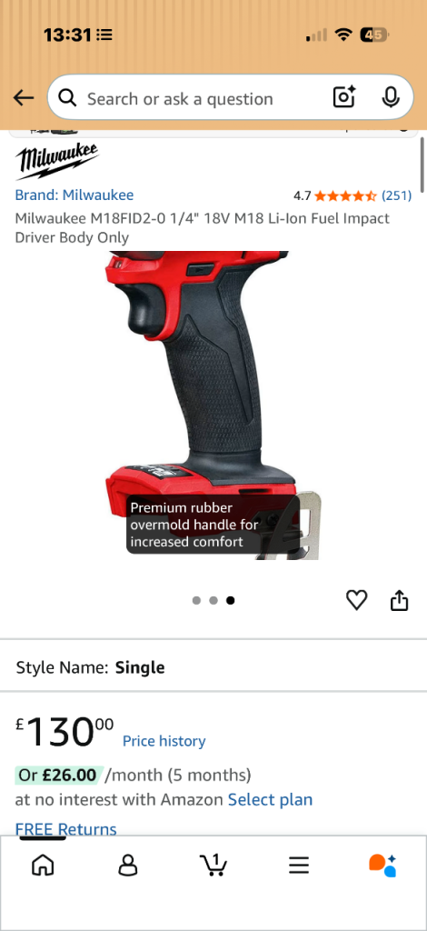 Milwaukee impact driver with 5amp battery and charger 