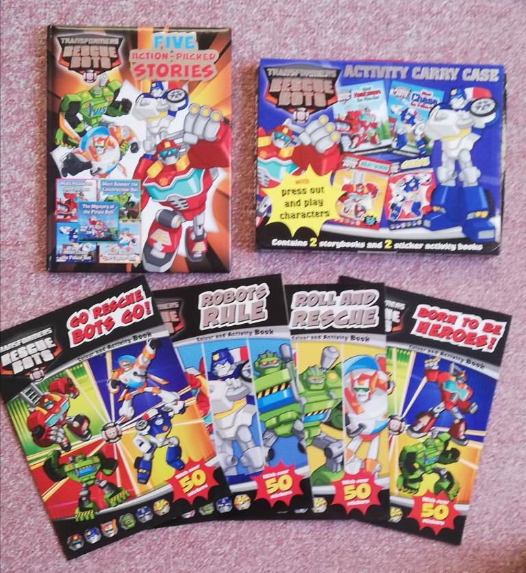 Brand New Transformers Rescue bots sticker activity books x 8 different ones & 120 page story book