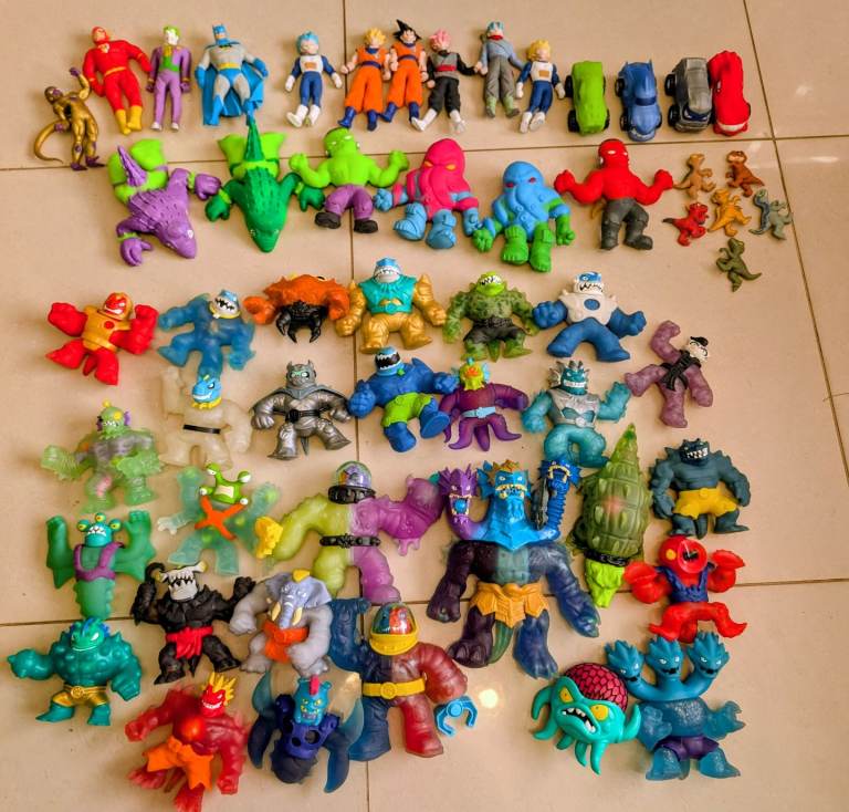 58 Goo Jit Zu and stretchy toys, stretch and strike thrash mobile dragonball batman flash joker goku