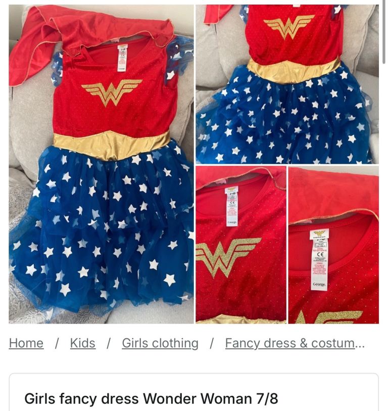 Wonder Woman kids fancy dress 7 yrs
