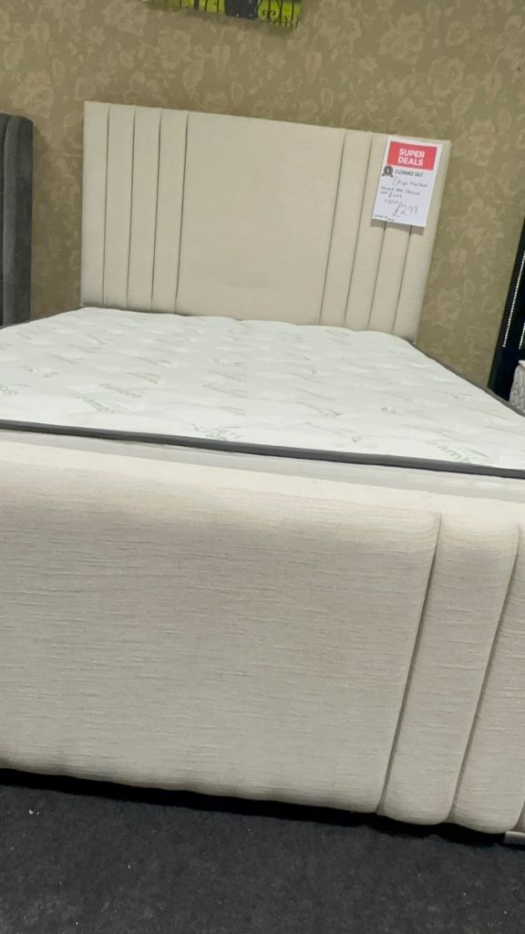 Cream linen double bed  unused 