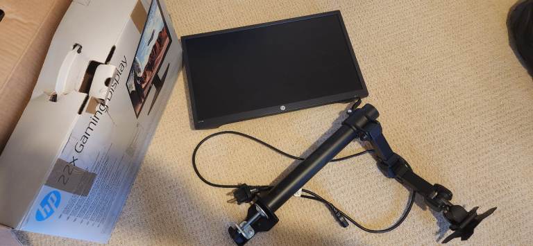 image for HP Gaming Display with amazon basics adjustable arm mount (steel) 