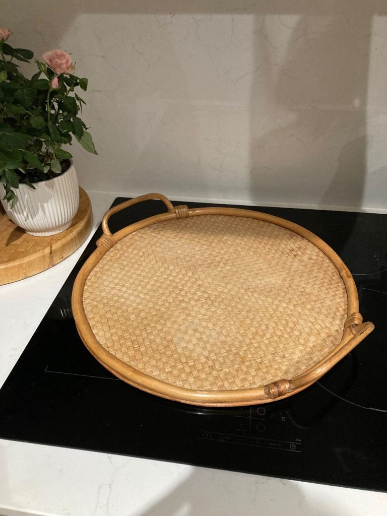 Stunning vintage decorative round tray 16” diameter