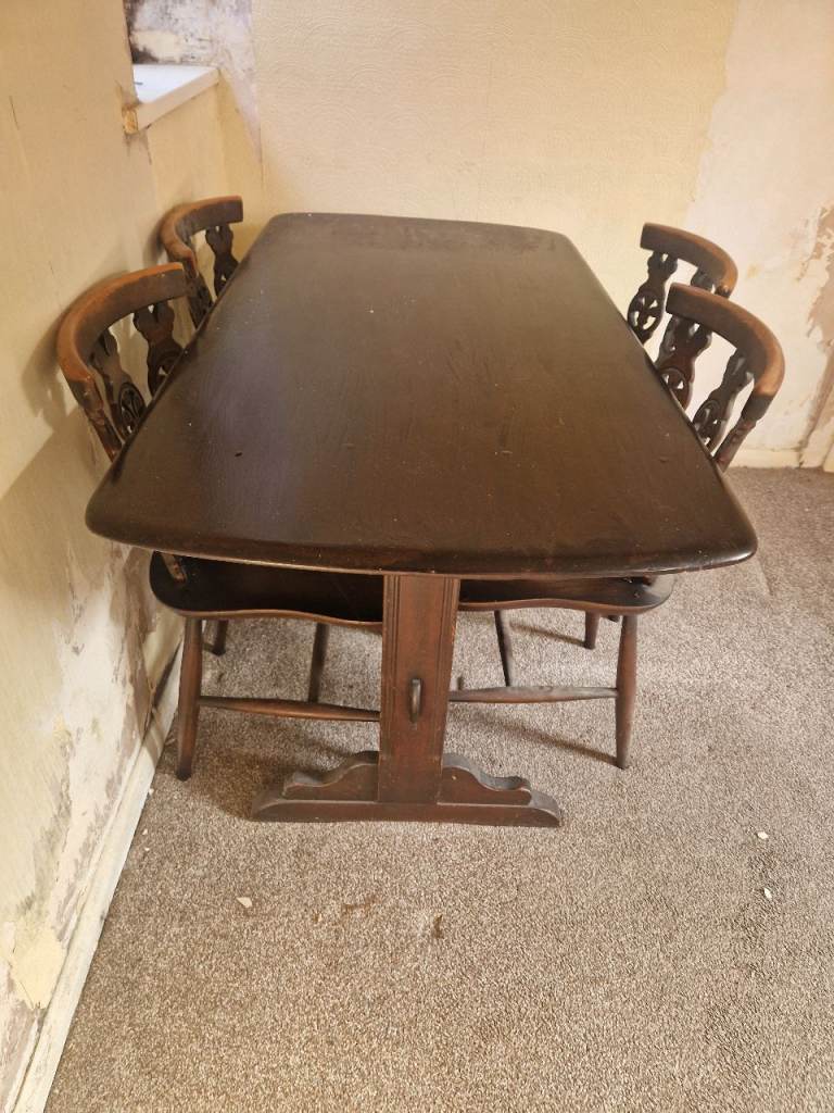 Wooden Dining Table and 4 Chairs – Fair Condition