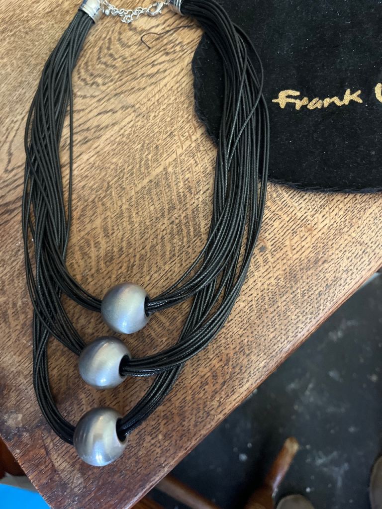 Frank Usher Black Multi-Strand Necklace with Silver Beads