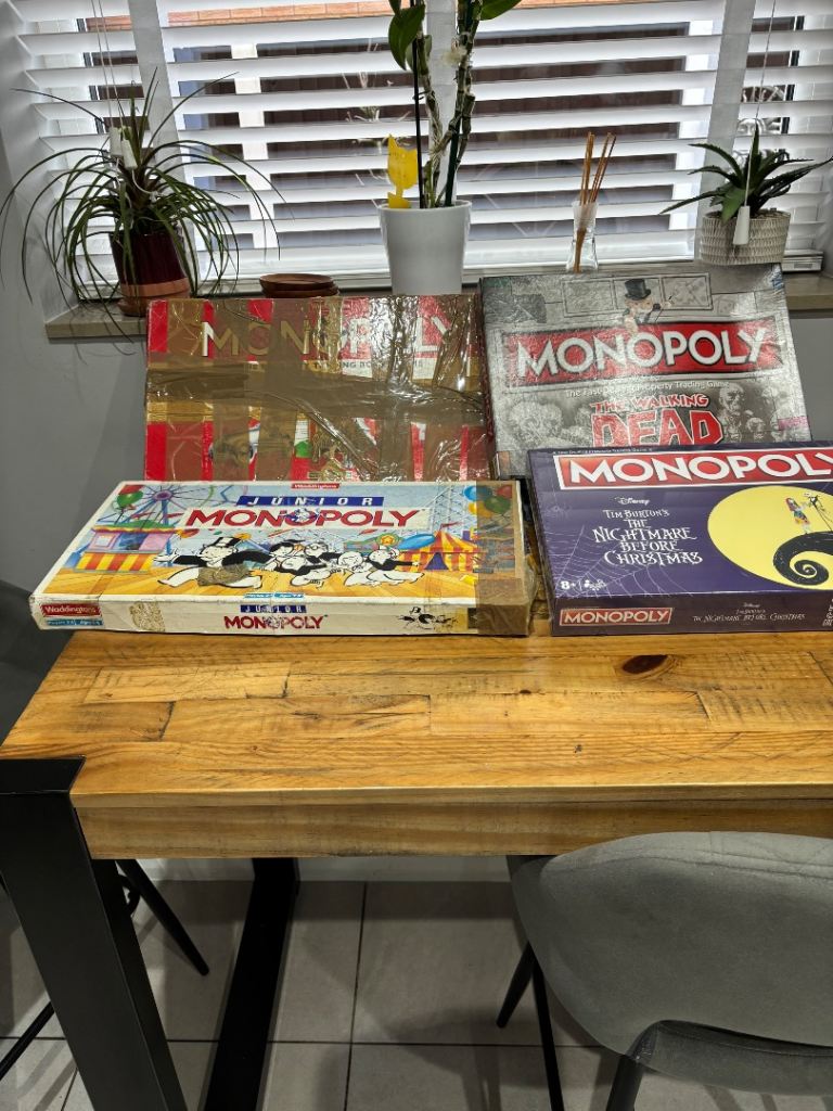 Monopoly Board Games Bundle - Junior, Nightmare Before Christmas, Walking Dead