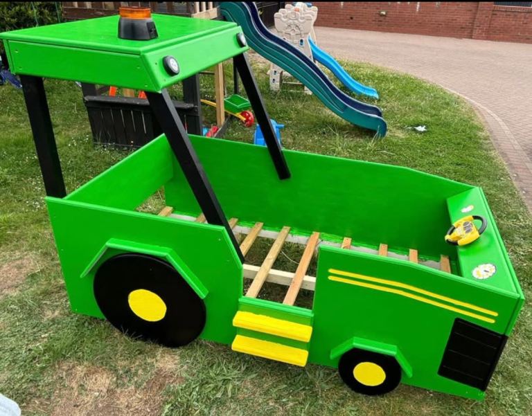 childrens handmade tractor bed