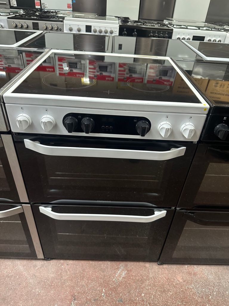 60CM WHITE HOTPOINT ELECTRIC COOKER DOUBLE OVEN 
