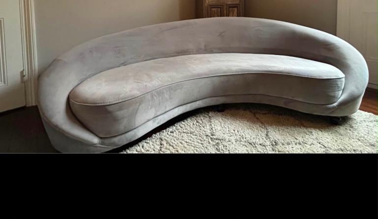Unique Grey Curved Sofa – 250cm long and 85cm height