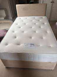 SMALL DOUBLE FABRIC DIVAN BED WITH MATTRESS - BRAND NEW - FREE DELIVERY